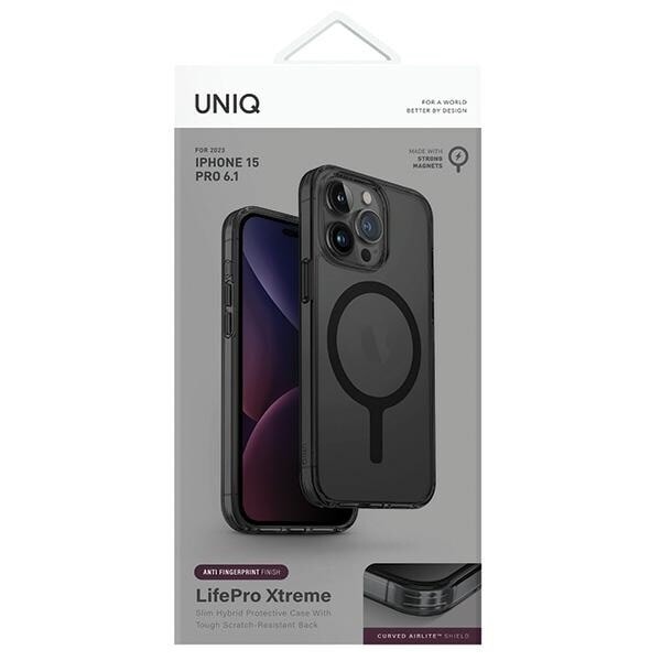 UNIQ LifePro Xtreme iPhone 15 Pro 6.1-deksel Magclick Last ned Grey/Frost Smoke