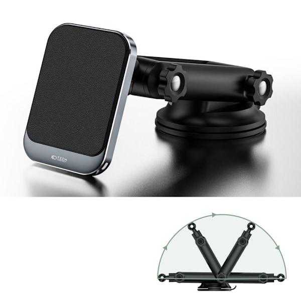 TECH-PROTECT MM15W-V2 MAGNETISK MAGSAFE DASHBOARD BILMONTERING TRÅDLØS OPLADER 15W SORT