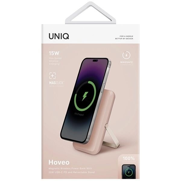 Powerbank UNIQ Hoveo magnetisk 5000mAh USB-C 20W PD - rosa