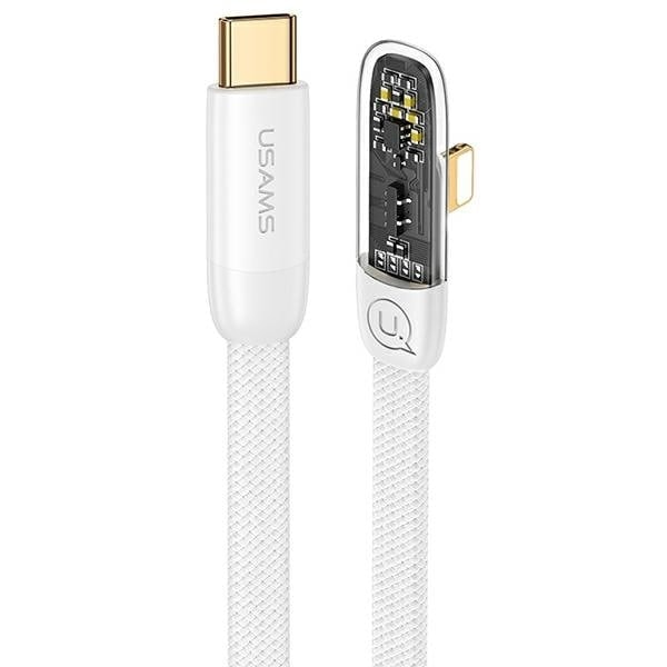 USAMS Vinklad USB-C till Lightning PD 20W Snabbladdning Iceflake Series-kabel 1,2 m vit/vit SJ583USB02 (US-SJ583)