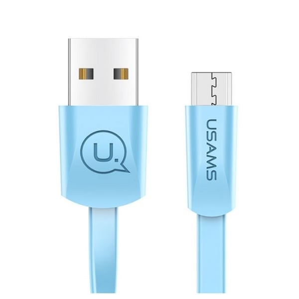 USAMS U2 microUSB platt kabel 1,2 m blå/blå SJ201MIC04 (US-SJ201)