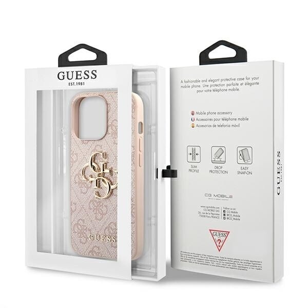 Guess GUHCP13L4GMGPI iPhone 13 Pro / 13 6,1" rosa/rosa hårdfodral 4G Big Metal Logo