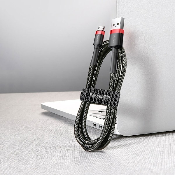 Baseus Cafule-kabel slitesterk nylonkabel USB / mikro-USB-kabel 1,5A 2M svart og rød (CAMKLF-C91)