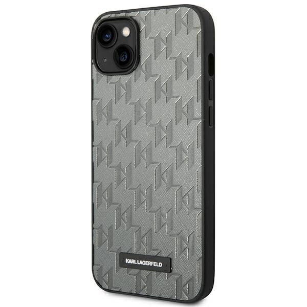 KARL LAGERFELD SAFFIANO MONO METAL LOGO ETUI TIL IPHONE 14 PLUS - GRÅ