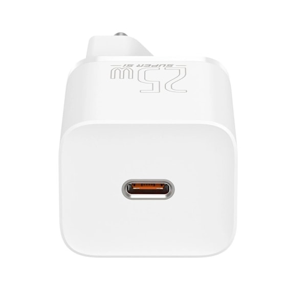 BASEUS HURTIG USB-C NETVÆRKSOPLADER 25W 3A MED USB-C/USB-C KABEL 1M HVID