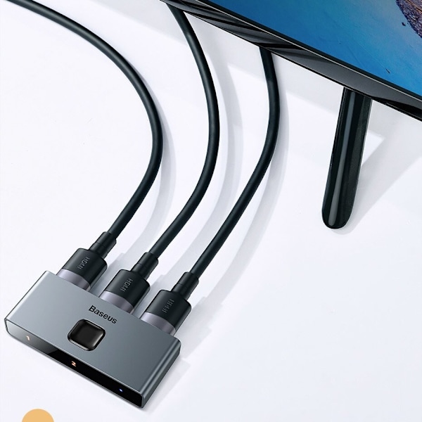 Baseus toveisbryter splitterbryter HDMI - 2x HDMI 4K / 30 Hz grå (CAHUB-BC0G)