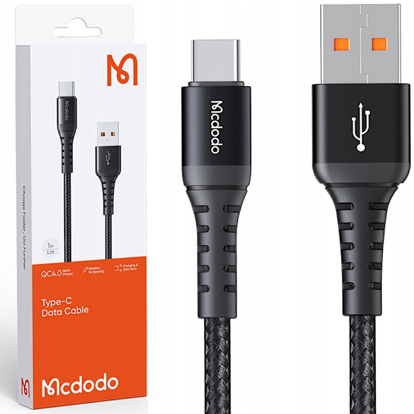 MCDODO USB-C SNABBLADDNINGSKABEL FÖR SAMSUNG XIAOMI USB TYP C QC 4.0 3M