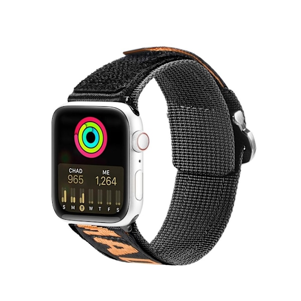 Dux Ducis-rem (utendørsversjon) Apple Watch Ultra Strap, SE, 8, 7, 6, 5, 4, 3, 2, 1 (49, 45, 44, 42 mm) nylonrem, svart og oransje