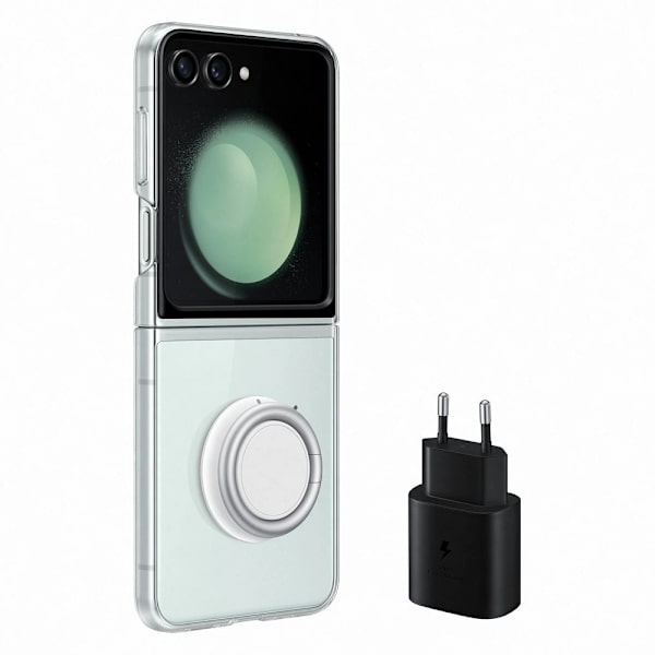 GADGET CASE SILIKONE COVER TIL SAMSUNG GALAXY Z FLIP 5 + USB C 25W VÆGOPLADER - GENNEMSIGTIG