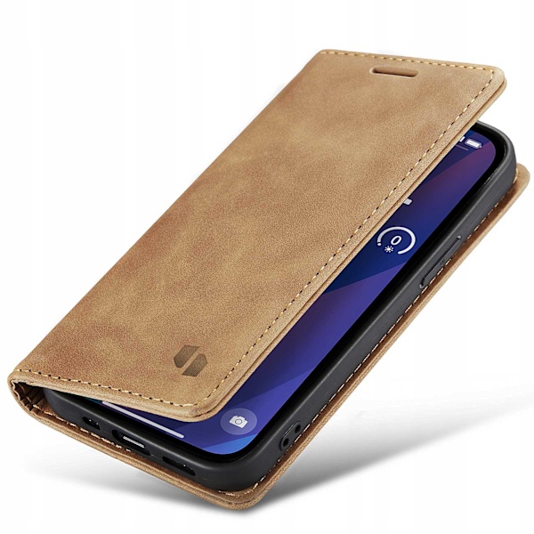 Spacecase Pålbockfodral Till Iphone 15 Läderfodral Ljusbrun