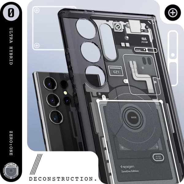 Spigen Ultra Hybrid-deksel til Samsung Galaxy S24 Ultra - Mørkegrå (Zero One Pattern)