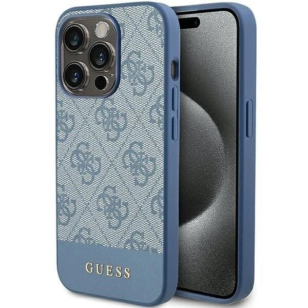 Guess 4G Stripe Collection-deksel til iPhone 15 Pro - blå