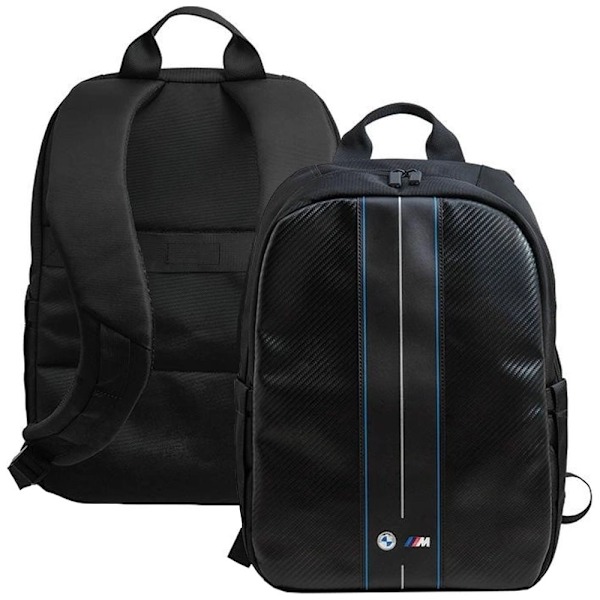 BMW CARBON & BLUE STRIPE RYGSÆK TIL EN 16" BÆRBAR COMPUTER - SORT