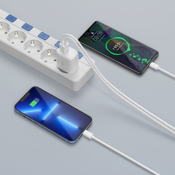 TECH-PROTECT C20W 2-PORTS NETVÆRKSOPLADER PD20W/QC3.0 HVID