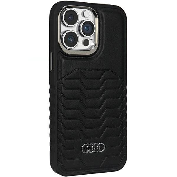 AUDI SYNTETISK LÆDER TASKE MED MAGSAFE TIL IPHONE 15 PRO MAX - SORT
