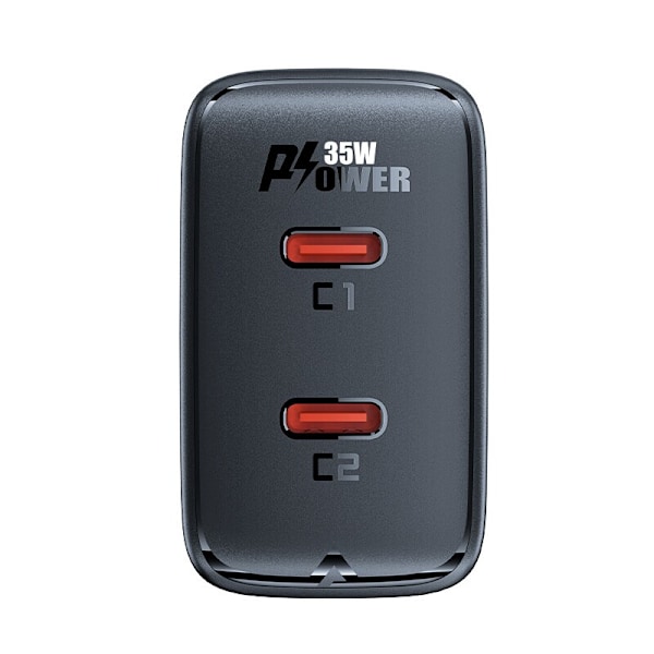 GaN 35W PD 2x USB C Acefast A49 hurtiglader - svart