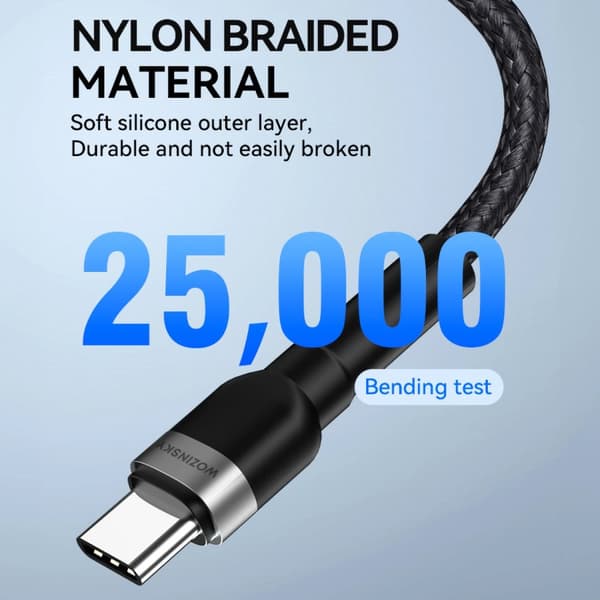 Wozinsky WNBCC1 USB-C / USB-C PD 65W kabel 1 m - svart