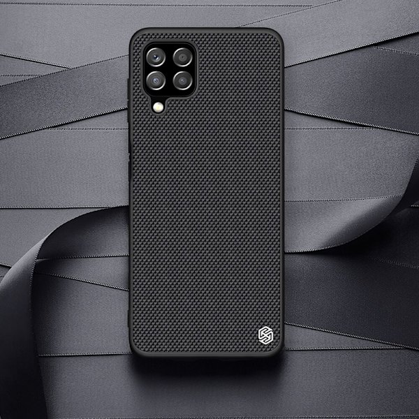 Nillkin teksturert etui Slitesterk forsterket etui med gelramme og nylonbakside for Samsung Galaxy A22 4G svart