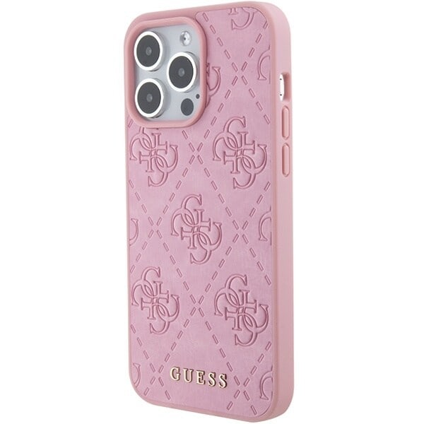 Guess GUHCP15XP4EPMP iPhone 15 Pro Max 6.7 rosa/rosa hardt deksel, skinn 4G stemplet