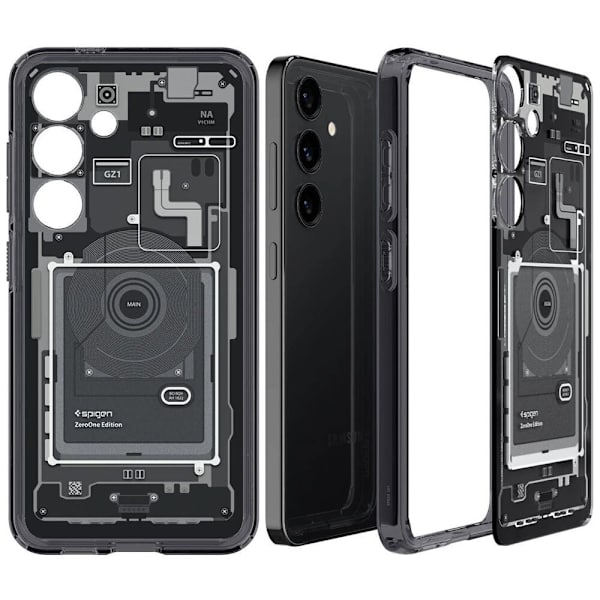 Spigen Ultra Hybrid-deksel til Samsung Galaxy S24 - Mørkegrå (Zero One Pattern)