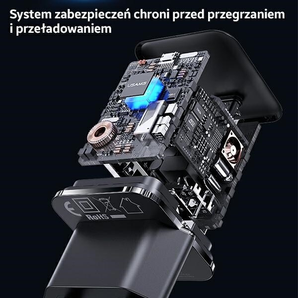 USAMS Lad. nätverk. 1xUSB-C T45 mini 30W (endast huvud) PD3.0 Snabbladdning vit/vit CC148TC02 (US-CC148)
