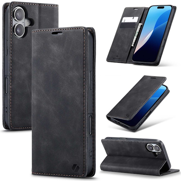 Spacecase Väskor Påläbnsfodral För Iphone 16 Svart Läder