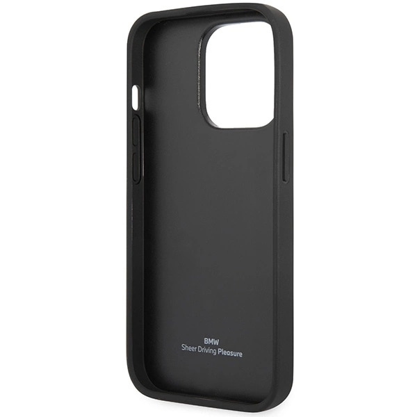 BMW LÆDER DIAMOND PATTERN COVER TIL IPHONE 14 PRO - BORDEAUX