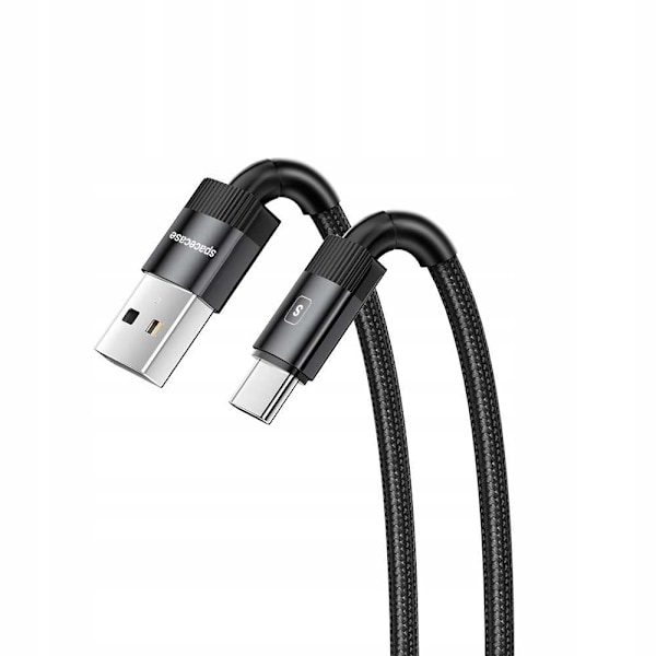 Utrymdsfodral Usb-C Till Usb Typ C-Kabel 1M 3A Svart För Snabbladdning