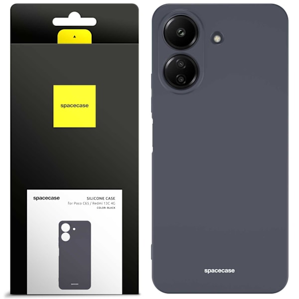 Spacecase Silikonfodral För Poco C65 Redmi 13C 4G Svart Skydd