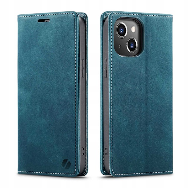 Spacecase Pålånsfodral För Iphone 14 Blått Läderfodral