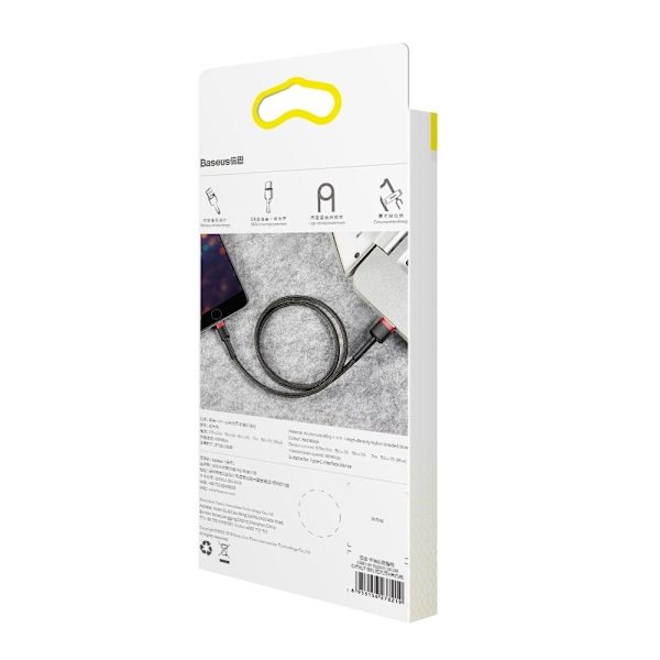 Baseus Cafule-kabel slitesterk nylonkabel USB / Lightning QC3.0-kabel 2,4A 0,5M svart og rød (CALKLF-A19)