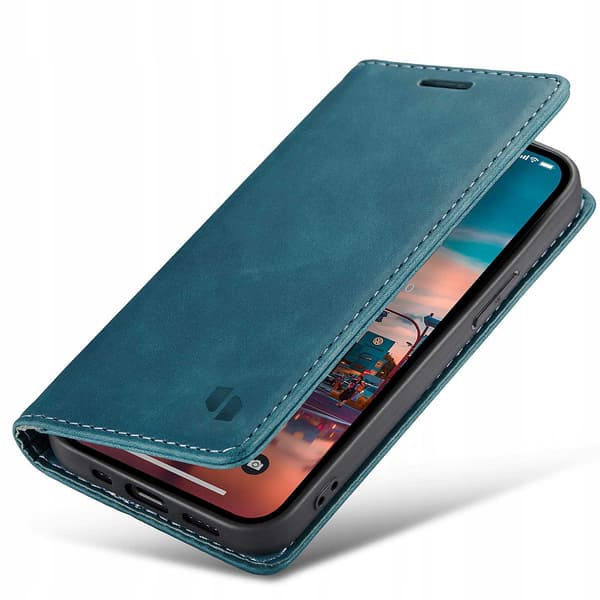 Spacecase Pålånsfodral För Iphone 14 Blått Läderfodral