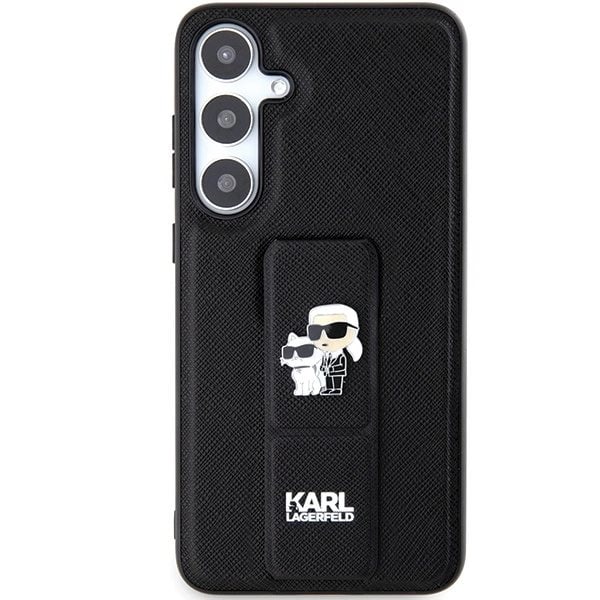 Karl Lagerfeld Gripstand Saffiano Karl&Choupette Pins-deksel til Samsung Galaxy S24+ - Svart