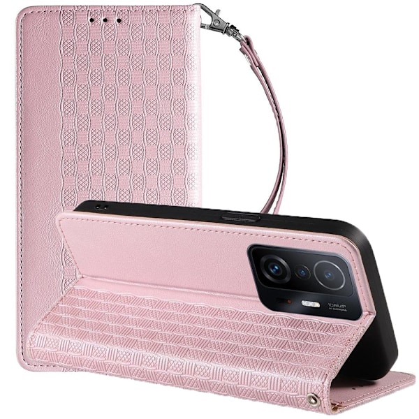 Magnet Strap Case Case Samsung Galaxy A13 5G deksel lommebok + mini halsbånd anheng Rosa