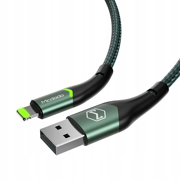 MCDODO USB LYN SNABB LADDNINGSKABEL 36W IPHONE 13 14 2M LED GRØNN