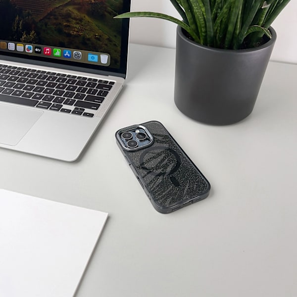 GLITTER CASE MAGSAFE TIL IPHONE 16 PRO MAX - SORT MED GLITTER