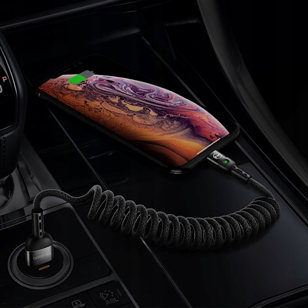 MCDODO USB LYN SPIRAL FJÄDER KABEL SNABB IPHONE 14 LED 2M