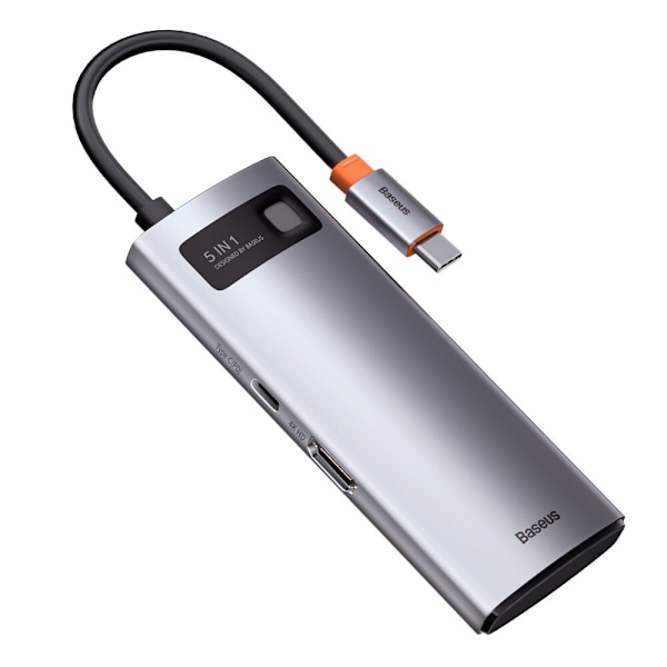 BASEUS MULTIFUNKTIONEL USB HUB 5IN1 USB TYPE C PD 100W HDMI GRÅ