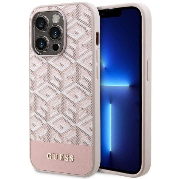 Guess GCube Stripes MagSafe GUHMP14LHGCFSEP-deksel til iPhone 14 Pro - rosa
