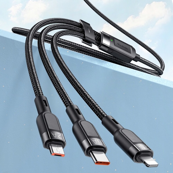 MCDODO USB-KABEL 3IN1 USB-C LIGHTNING MICRO USB SNABBLADDNING 6A 65W 1M