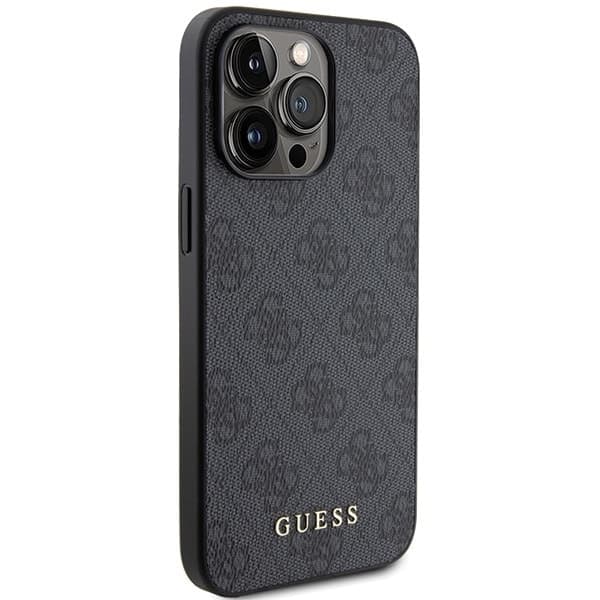 Guess 4G Metal Gold Logo Deksel til iPhone 15 Pro - Grå