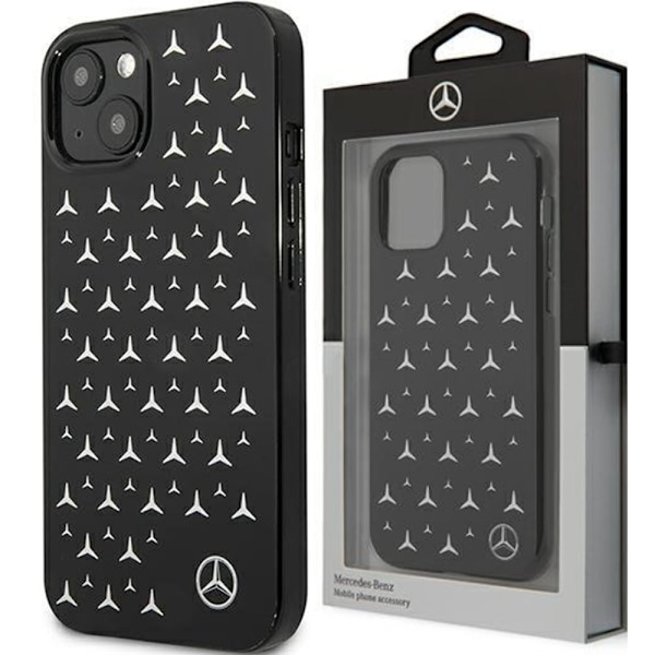 MERCEDES SILVER STARS PATTERN COVER TIL IPHONE 13 MINI - SORT