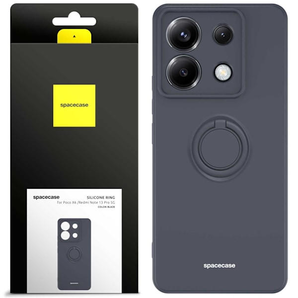 Spacecase Silikon Ringfodral För Poco X6 Rm Note 13 Pro 5G Svart