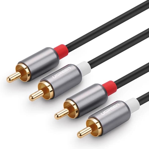 UGREEN AV104 10518 LYDKABEL 2RCA (HAN) / 2RCA (HAN) 2M - GRÅ