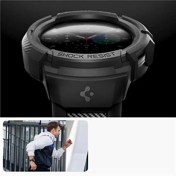 SPIGEN RUGGED ARMOR PRO ETUI MED REM TIL SAMSUNG GALAXY WATCH 5 PRO (45 MM) - SORT