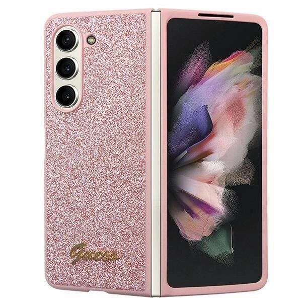 Guess Glitter Script-deksel til Samsung Galaxy Z Fold 5 - Rosa