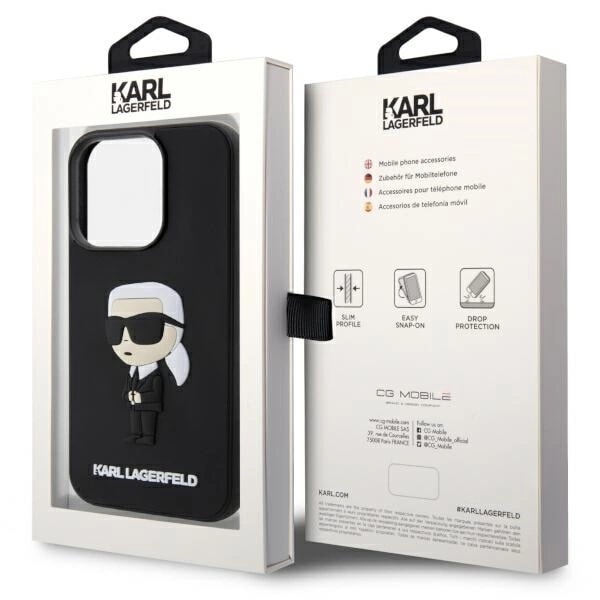 KARL LAGERFELD RUBBER IKONIK 3D ETUI TIL IPHONE 14 PRO - SORT