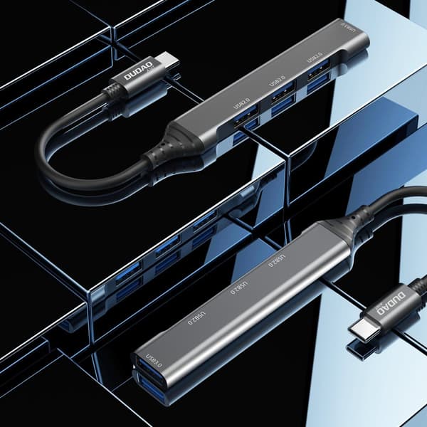 DUDAO HUB 4IN1 USB-C - 4X USB-A (3 X USB2.0 / USB3.0) 6,3 CM SORT
