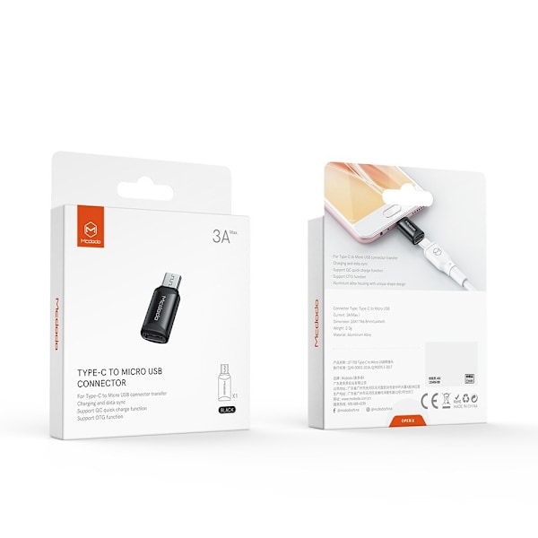 Mcdodo telefonadapter USB-C till Micro USB-adapter, svart