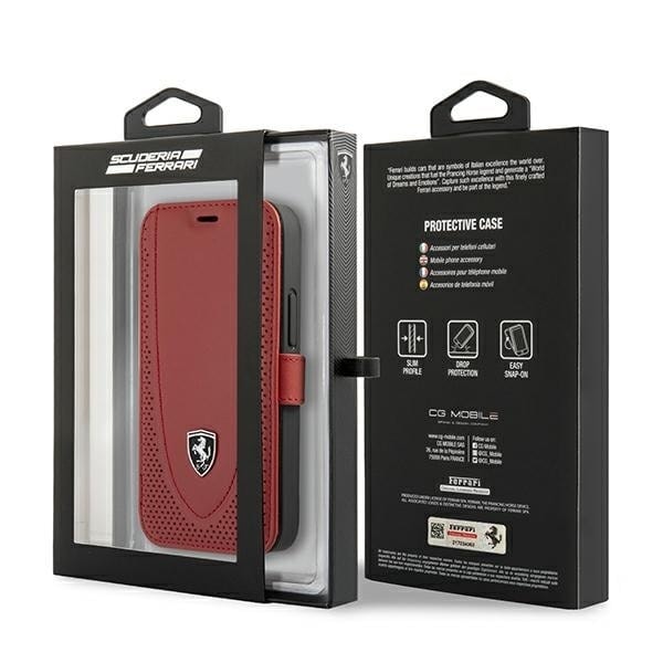 Ferrari FEOGOFLBKP12SRE iPhone 12 mini 5.4 rød/rød bok utenfor spor perforert